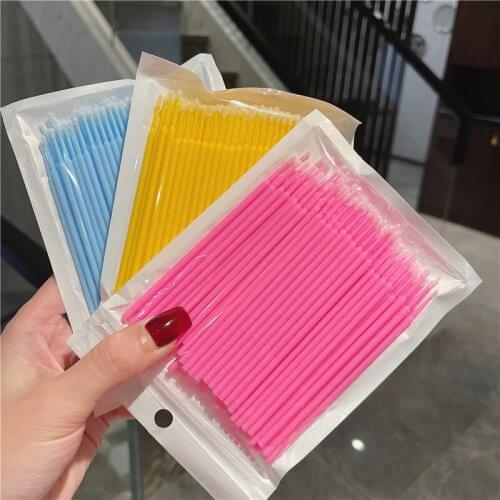 100PCS/SET Disposable Colorful Cotton Swab Eyelash Eyeliner Lip Liner Brushes Cleaning Swab Cotton Pads Cosmetic Tools