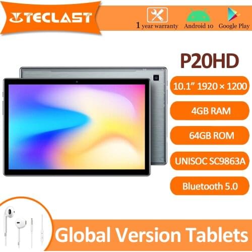 Teclast P20HD 10.1 Inch Tablets Android 10.0 OS 4G Phone Call 4GB RAM 64GB ROM 1920×1200 GPS 6000mAh Battary AI-speed-up