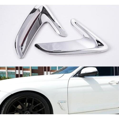 Fit For BMW 3 Series F30 and GT 2013-2016 Chrome ABS Silver Car Front Door Side Wing Air Flow Fender Intake Vent Cover Sticker