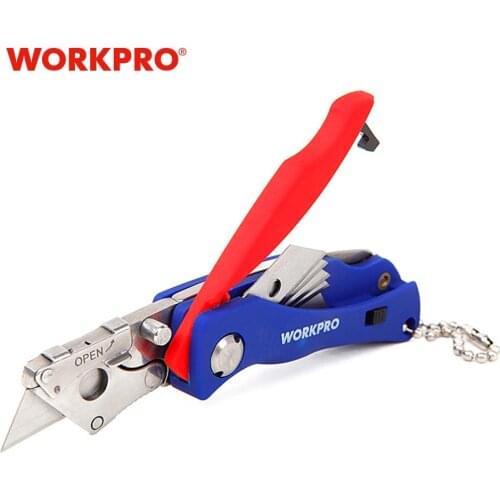 WORKPRO Portable Folding Knife with 5 Blades Pocket Knife Key Chain Knife Mini Camping Key Ring Utilit Knife Tool Jackknife