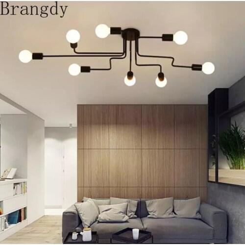 Industrial Retro Led Ceiling Chandelier Lighting for Indoor Decor Coffee Bar Light Fixtures Loft Bedroom Living Room Iron Lamp