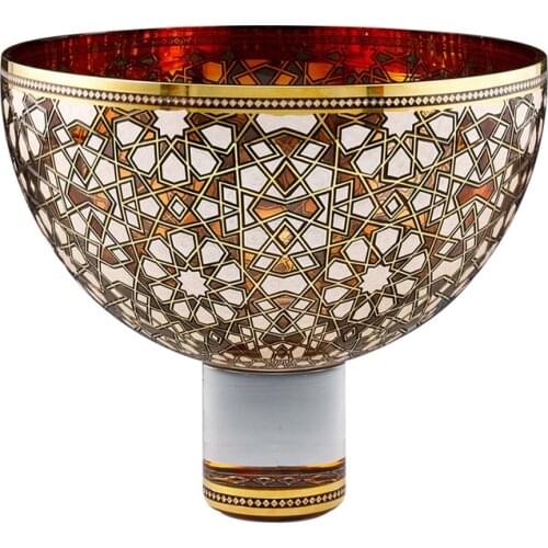 Handmade Sedefkari Bowl Special Design Glass Enamel Gilt Gold Bronze Good Pleasure Zevki Selim Limited Edition