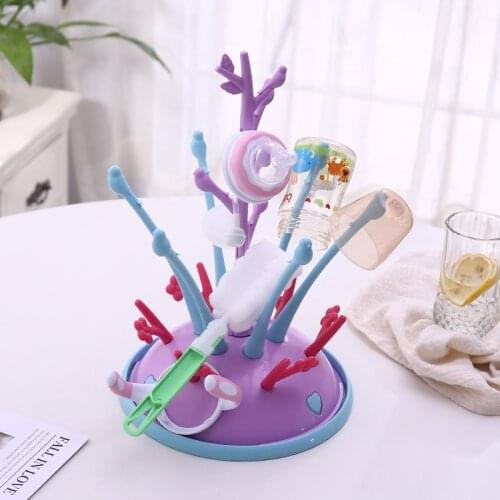 Tree Shape Newborn Infant Pacifier Nipple Feeding Cups Cleaning Dryer Portable Baby Bottles Drying Rack Drainer Bottle Holder