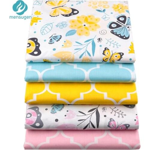 Fabric Meters Butterfly Flower Cotton Fabrics for Dresses Baby Bedding Sheets Sewing Fabrics Blanket Pillows DIY Cloth Material