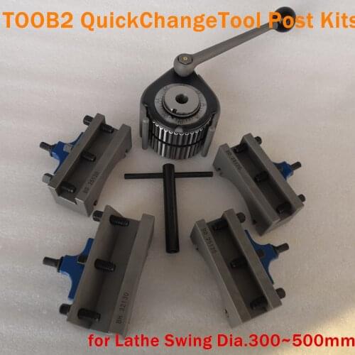 TOOB2 Lathe Swing Dia. 300~500mm Quick Change Tool QCT Post Turret Kits include 1pcs tool post+4pcs Tool Holders