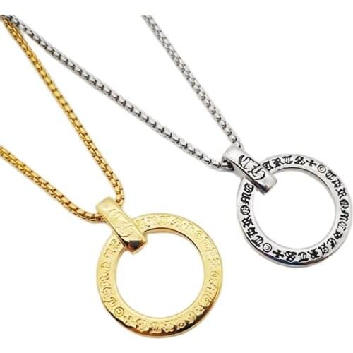 2020 New Gold color religious runic circle pendant necklace men Plated 316L Stainless steel rune circle necklace