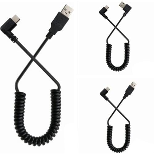 1M 100CM 3FT Stretch USB-C USB 3.1 type c Type-C Angle male to Right Angled 90 Degree USB 2.0 A male spring Data Cable cord