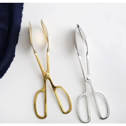 1Pcs Stainless Steel Food Clip Barbecue Clip Scissor Steak Clip Golden Silver Kitchenware Nordic Style Food Clip
