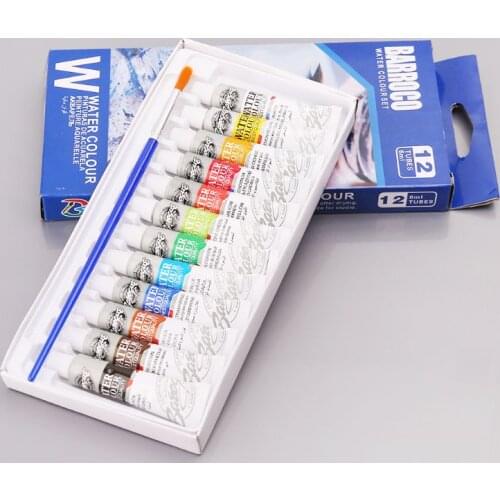12 Colors Tubes 6ml Paint Tube Drawing Painting Watercolor Pigment Set With Brush Art Supplies