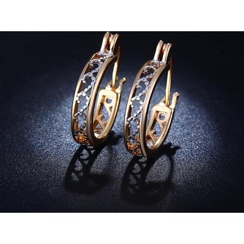 2017 gold jewellery gift cheap stud earring vintage lady jewelry for wedding hollow silver color luxury women gift Distribution