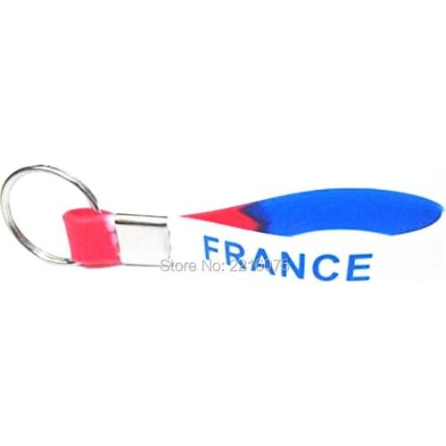 300pcs keyring FRANCE keychain silicone wristband rubber bracelets free shipping by DHL express