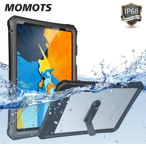 360 Full Protection Waterproof Case for iPad Pro 11 Shockproof Silicone Tablet Cover Clear Case with Holder & Sholder Strap