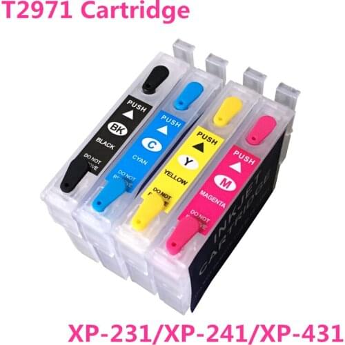 4PCS/lot Refillable Ink Cartridge For EPSON T2971 For EPSON XP431 XP-431 XP-231 XP241 With One Time Chips