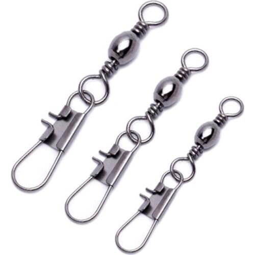 50pcs Swivels Interlock Snap Fishing Lure Tackles Gear Accessories Connector Copper Swivels Pin Bearing Rolling Solid Fish Tool