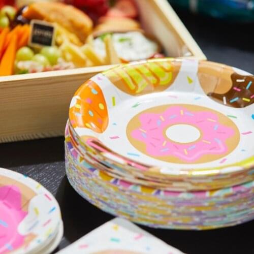 Donut grow up Treat kids birth day parties Gilrs boys party paper plate Tablecloth Baby shower birthday party Wedding decor