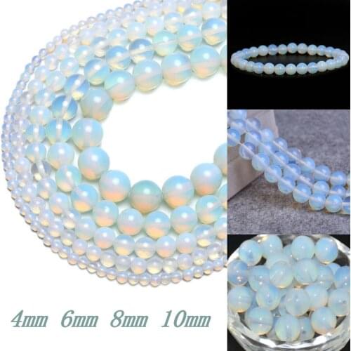 Natural Stone Beads Fashion Opal Loose Bead 4/6/8/10mm for DIY Jewelry Making Bracelet Necklace Gift