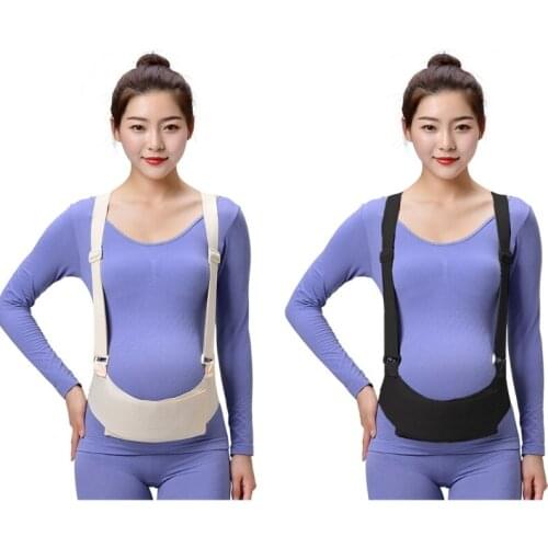 Elastic Maternity Belly Band with Shoulder Straps Adjustable Pregnancy Belly Support Band for Pelvic Pressure Relief