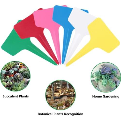 100pcs Plastic Tray Mark Decoration Labels Waterproof Nursery Flower Pots Plant Tag One Stick/T-type With Pen Thick Garden tool
