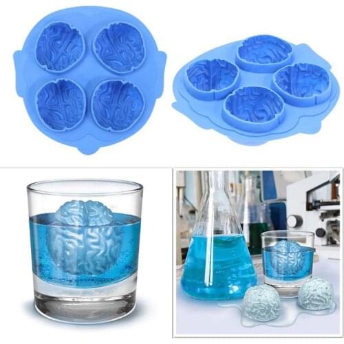 Brain Shape 3D Silicone Ice Mold Freeze Ice Tray Ice Ball Maker DIY Fondant Cake Chocolate Soap Mould Ice Cream Tool