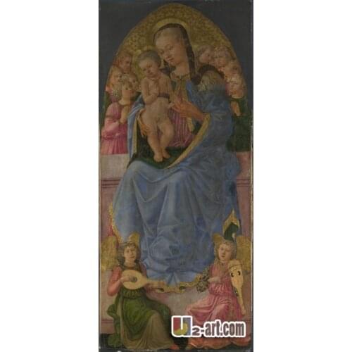 Canvas Prints (Zanobi Machiavelli) The Virgin and Child Reproduction oil painting printed for church Religion-275 (16*36 inch)