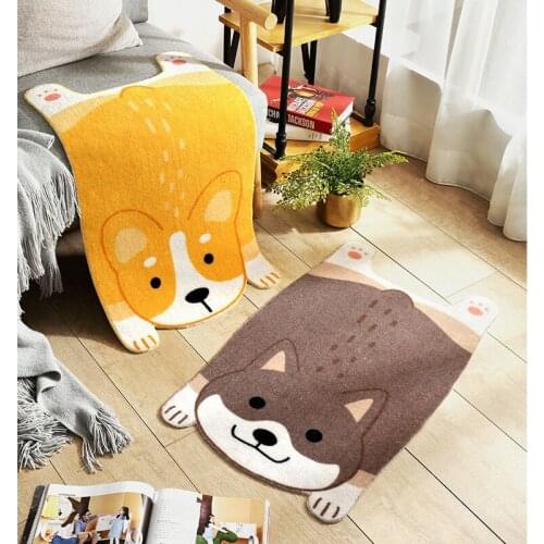 Doormat Carpet Cartoon Cute Dogs Corgi Akita Indoor Floor Living Room Entrance Home Doormat Anti-slip Wear-resistant Mat Carpet
