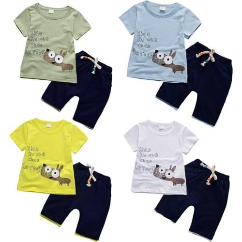 Summer Kids Boys Sets Children Cartoon Short Sleeve + Pants Tracksuit Boy Sport Costume Kids Causal Suits Newest f