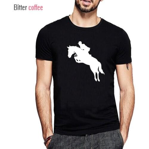 Summer New Men O Neck Short Design T Shirts Funny Horse With Rider Fashion Printing Cotton Casual Short Sleeve Tops Tees XS-XXL