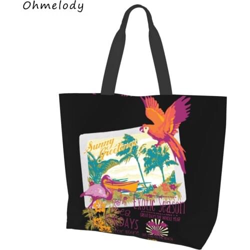 Summer Flamingo Womens Beach Bags Ladies Shoulder Handbags Hawaii Style Large Travelling Totes Shopping Bags Grocery Pouch