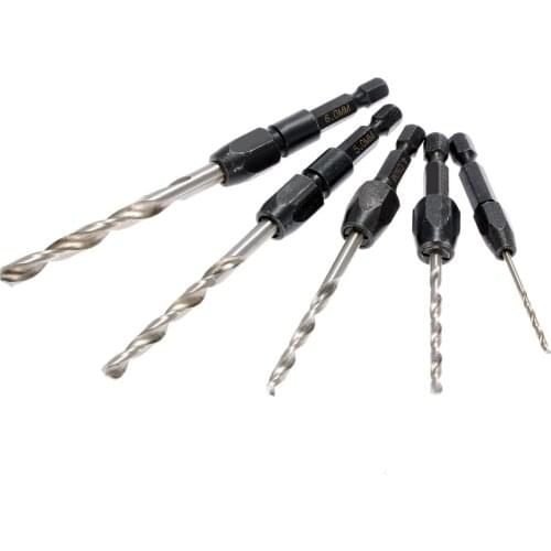 Hot ! New 5 Pcs Quick Change Hex Shank Drill Set Metric 2mm To 6mm Twist Drill Steel Platform Hole Cutter Drill Bits Hss 6542