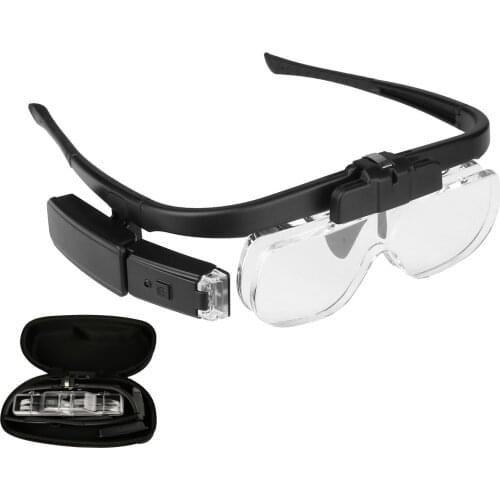 KKmoon 4.5X Magnifier Magnifying Headset with LED Light Magnifying Glass Head Mounted Jewelry Loupe Magnifier with Multiple Lens