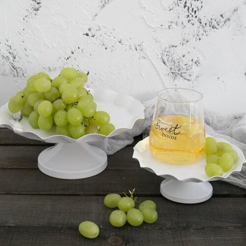 Metal Cake Plate Dessert Fruit White Serving Tray Plates Stand Food Support Organizer Platter Home Party Wedding Decor Supply