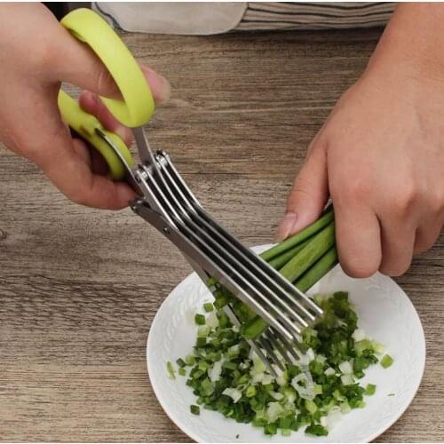 Stainless Steel Cooking Tools Kitchen Accessories Knives 5 Layers Scissors Sushi Shredded Scallion Cut Herb Scissors SN286