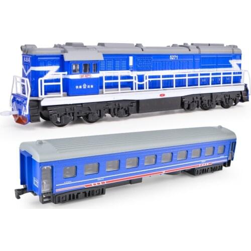 Childrens Simulated Green Car, High-speed Railway Train Toy, Magnetic Connection, Return Force Alloy Car Model Sound Light Rail