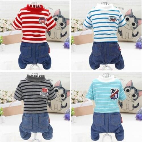 New Pet Jumpsuit Rompers Four-legged Dog Hoodie Denim Coat T-Shirt Cat Puppy Jacket spring Autumn Clothes Apparel