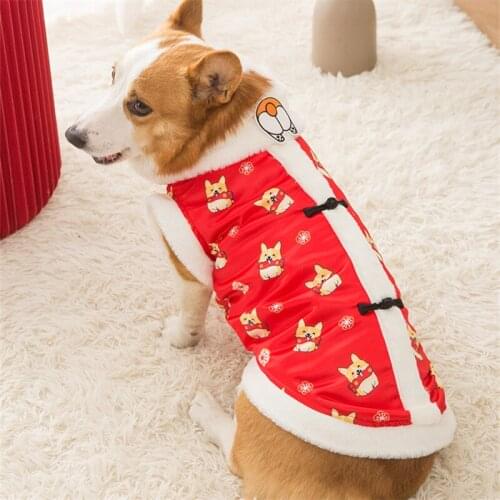 Welsh Corgi Dog Clothes Winter Pet Coat Chinese New Year Dog Clothing Tang Suit Shiba Inu Samoyed Costume Apparel Dog Outfit