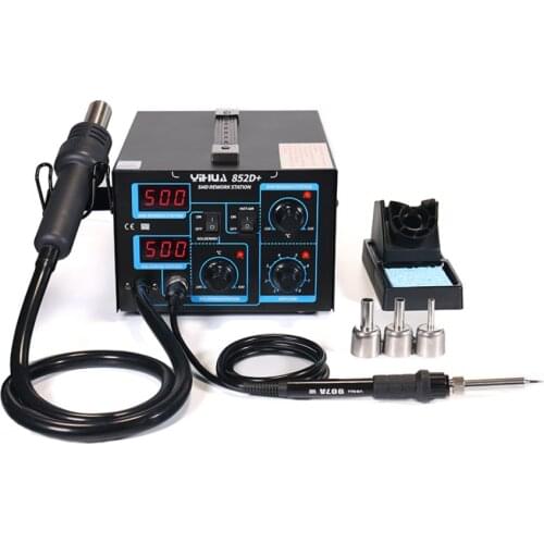 YIHUA 852D+ Air pump air gun Hot welding Soldering Station With Soldering Iron Heat Gun Tool BGA Welding SMD Desoldering Station
