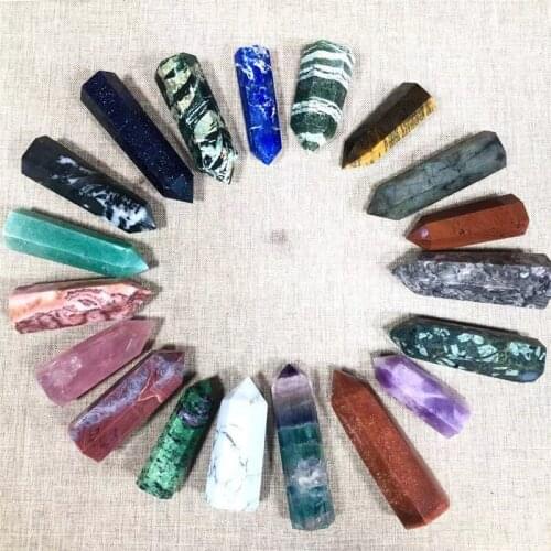 1PC Natural Stones Crystal Point Wand Amethyst Rose Quartz Healing Stone Energy Ore Mineral Crafts Home Decoration