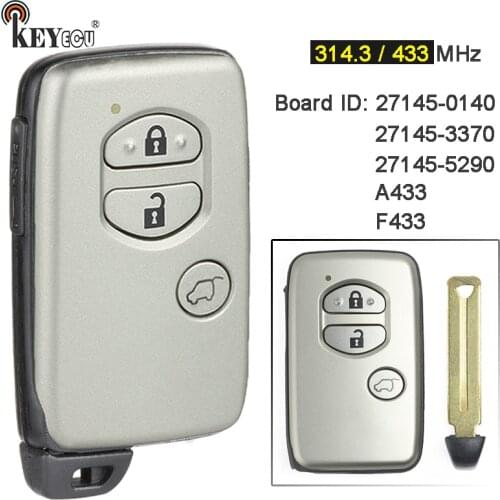 KEYECU A433 F433 27145-0140 / 27145-3370 / 27145-5290 Smart Card Remote Key Fob for Toyota Prado Venza
