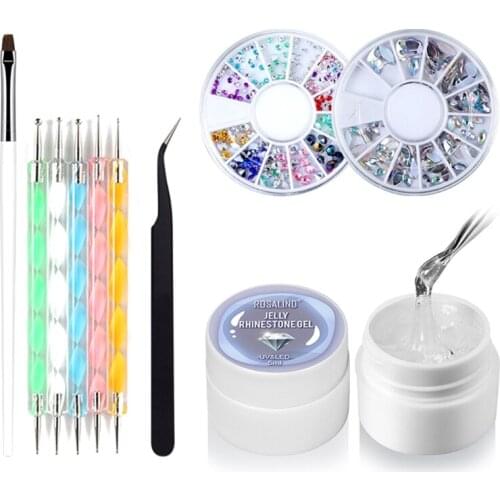 Super Sticky Nail Art Rhinestone Glue Set Adhesive Builder UV Gel Tip Manicure Decoration 5ml Gels with Pen