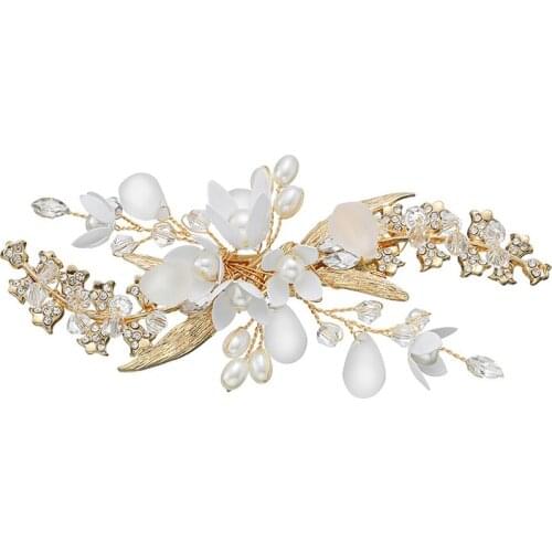 Bridal Headdress Rhinestone Flower Leaf Bridal Hair Comb for Girls Crystal Hair Ornaments Jewelry Wedding Hair Accessories