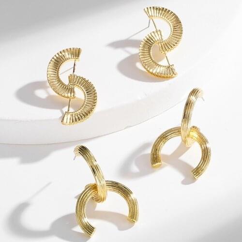 Vintage 18k Plated Earrings for Women Trendy Gold Color Small Large Circle Drop Earrings Punk Hip Hop Jewelry Accessories