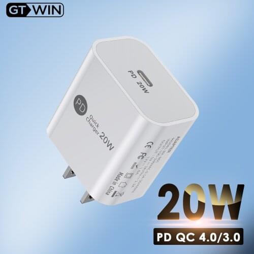 GTWIN 20W USB C Charger For iPhone 12 Pro Max Type C PD 20W Fast Charging Mobile Phone Charger For iPhone 11 12 Pro Max Mini