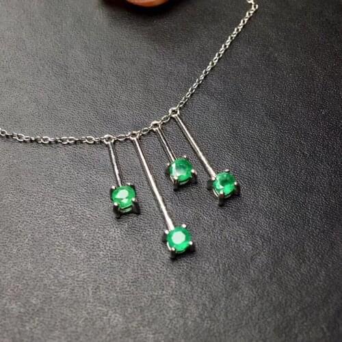 Natural green emerald Pendant necklace S925 silver Natural gemstone necklace Fashion Joy Music note woman party gift jewelery