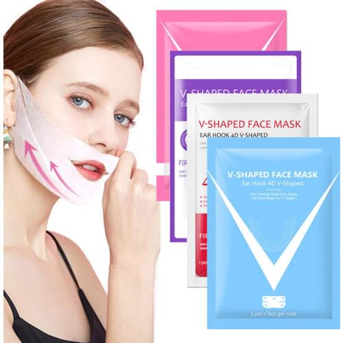 1PC V Shaped Face Thin Face Mask 4D Double Lifting Facial Mask Slimming Stretch Anti Cellulite Wrinkle Face Lift Tools