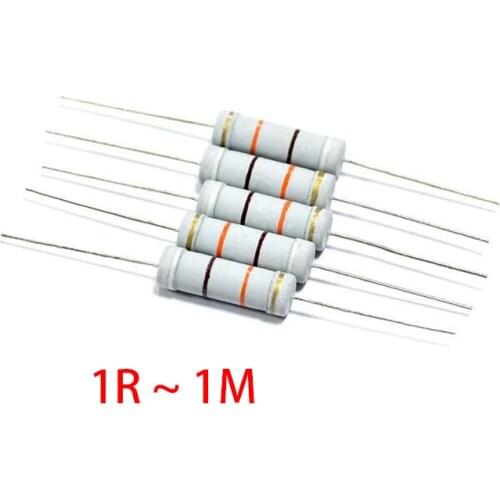 10pcs 5W 5% Carbon Film resistor 1R ~ 1M 2.2R 10R 22R 47R 51R 100R 150R 470R 1K 4.7K 10K 47K 1 2.2 10 22 47 51 100 150 470 ohm