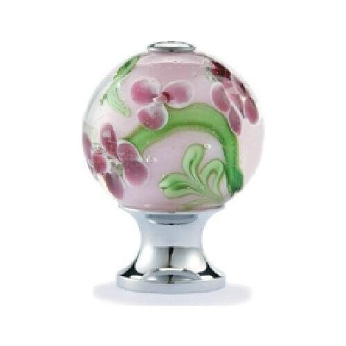 10Pcs Decorative Color Flower Vaidurya Glass Cabinet Cupboard Door Knobs(Diameter:25mm)
