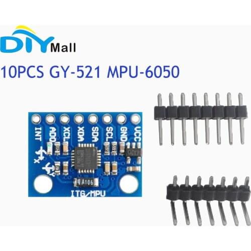 10Pcs GY-521 MPU6050 MPU-6050 Sensor IIC I2C Interface For Arduino 3 Axis Gyroscope Accelerometer Compatible Module GY521