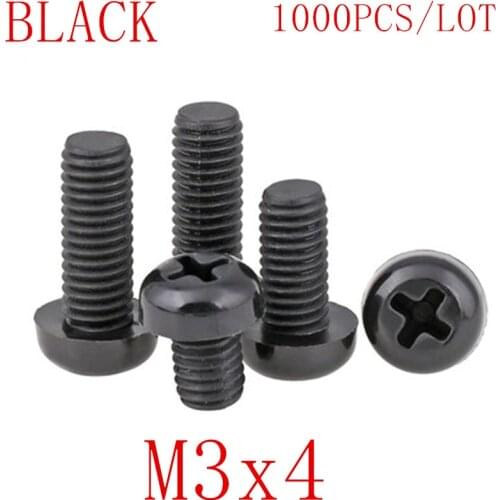 1000PCS wholesale M3*4 M3x4 black nylon plastic round pan head screw