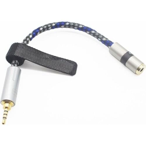 [ 2.5mm Male ] 2.5mm to 3.5mm Balanced 4 Pole 8 Core Silver Plated Headphone Earphone Adapter Cable [ 3.5mm Balanced Female ]