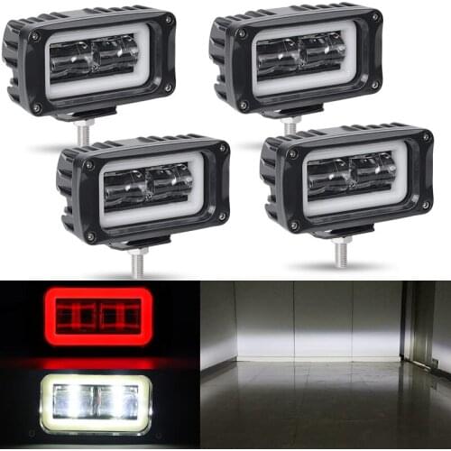 Wholesale 4pcs 4" Work Light 8D Angel Eyes Led Fog Light Driving Light 6000K For Car Motorcycle Off-Road UTV ATV Truck Fork Lift